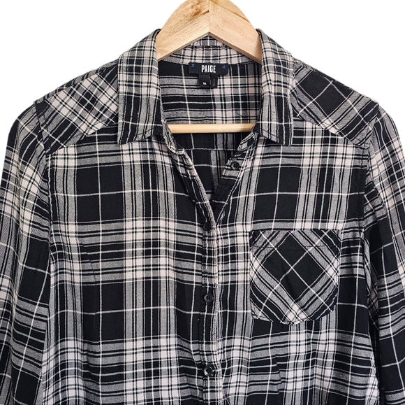PAIGE Plaid Button Shirt Size M - Picture 3 of 9